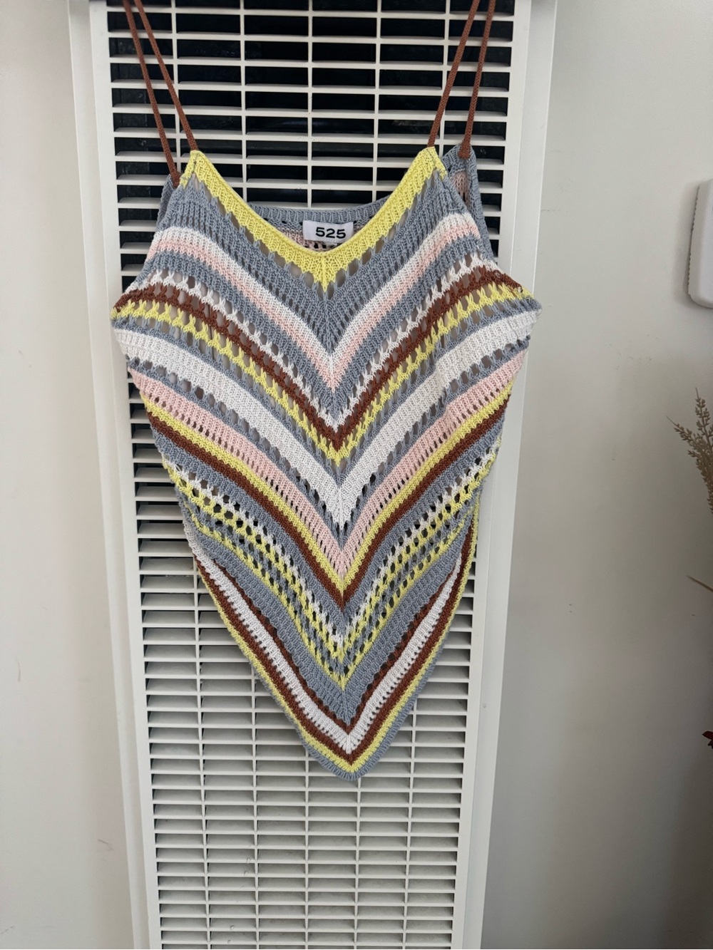 525 America Multicolor Chevron Knit Tank Top in Gray, Pink, Yellow & Brown
